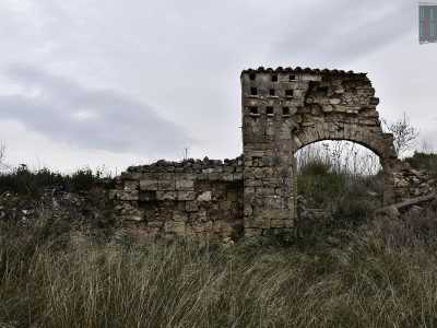 Tutt�attorno sopravvivono  i resti di un muro di cinta che si apre con un pericolante arco a tutto sesto